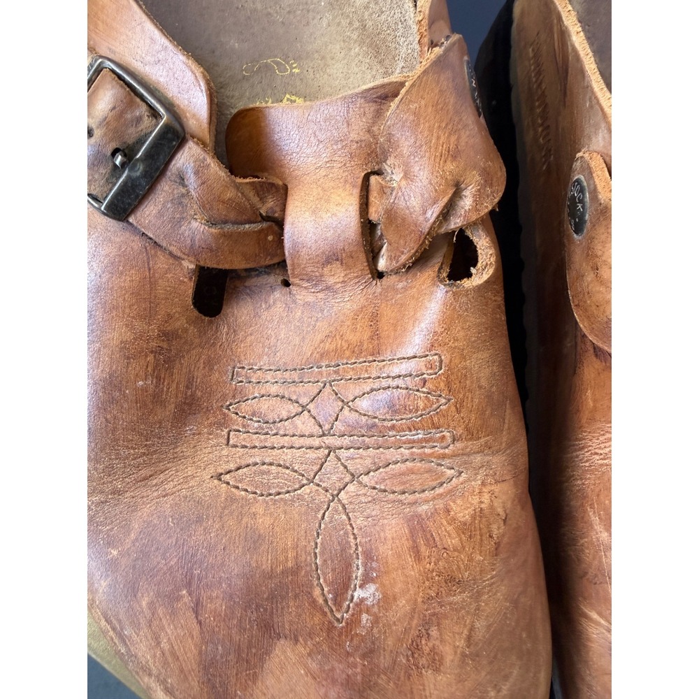 Birkenstock Boston Western Brown Leather Embroidered Clogs Womens 43 - Picture 6 of 7